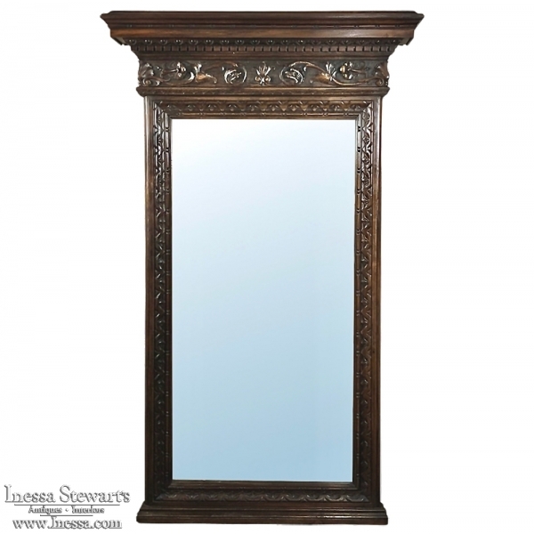 Antique Italian Baroque Solid Walnut Renaissance Mirror