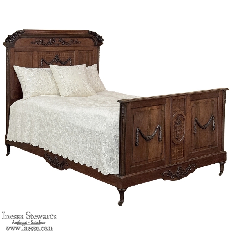 Antique French Louis XVI Walnut Bed
