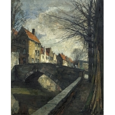 Antique Framed Oil Painting on Canvas by Leon Meechelaere (1880-1964)