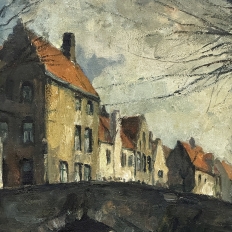 Antique Framed Oil Painting on Canvas by Leon Meechelaere (1880-1964)