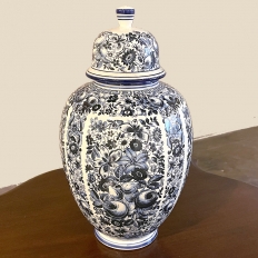 Antique Three-Piece Blue & White Garniture from Delfts