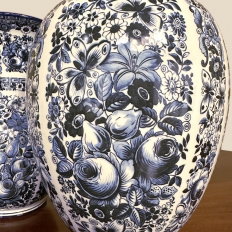 Antique Three-Piece Blue & White Garniture from Delfts