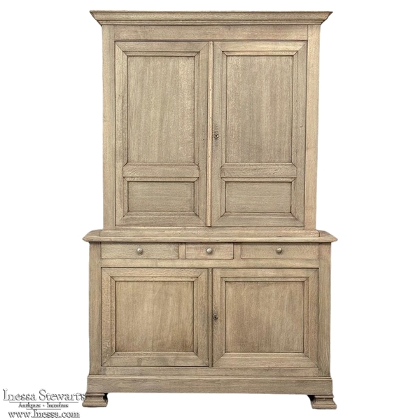 19th Century French Louis Philippe Buffet a Deux Corps in Stripped Oak