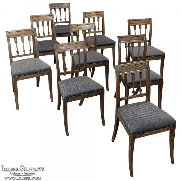 Set of Nine 18th Century French Directoire Dining Chairs
