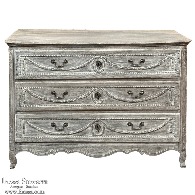 18th Century Country French Louis XVI Period Whitewashed Commode