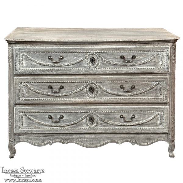 18th Century Country French Louis XVI Period Whitewashed Commode