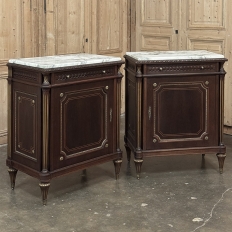 Pair Napoleon III Period Marble Top Mahogany Confituriers ~ Cabinets