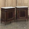 Pair Napoleon III Period Marble Top Mahogany Confituriers ~ Cabinets