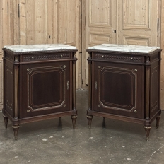 Pair Napoleon III Period Marble Top Mahogany Confituriers ~ Cabinets