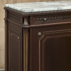 Pair Napoleon III Period Marble Top Mahogany Confituriers ~ Cabinets