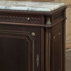 Pair Napoleon III Period Marble Top Mahogany Confituriers ~ Cabinets