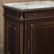 Pair Napoleon III Period Marble Top Mahogany Confituriers ~ Cabinets