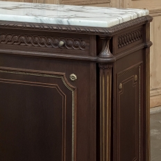 Pair Napoleon III Period Marble Top Mahogany Confituriers ~ Cabinets