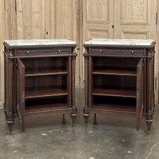 Pair Napoleon III Period Marble Top Mahogany Confituriers ~ Cabinets