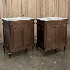 Pair Napoleon III Period Marble Top Mahogany Confituriers ~ Cabinets