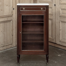 Antique Directoire Style Mahogany Petite Vitrine with Carrara Marble