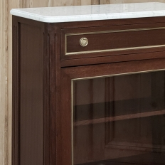 Antique Directoire Style Mahogany Petite Vitrine with Carrara Marble