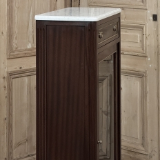 Antique Directoire Style Mahogany Petite Vitrine with Carrara Marble