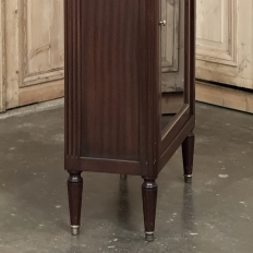 Antique Directoire Style Mahogany Petite Vitrine with Carrara Marble