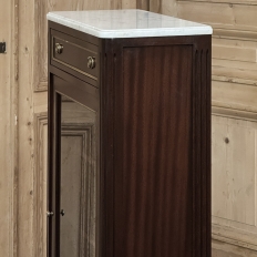 Antique Directoire Style Mahogany Petite Vitrine with Carrara Marble