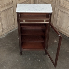 Antique Directoire Style Mahogany Petite Vitrine with Carrara Marble