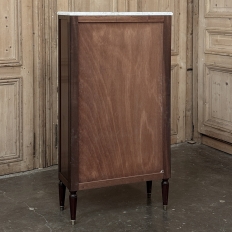 Antique Directoire Style Mahogany Petite Vitrine with Carrara Marble