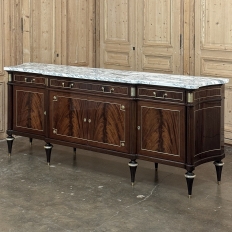 Grand Antique French Directoire Style Marble Top Mahogany Buffet