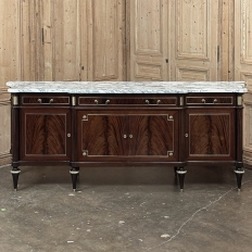 Grand Antique French Directoire Style Marble Top Mahogany Buffet