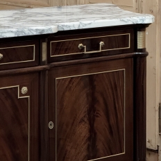 Grand Antique French Directoire Style Marble Top Mahogany Buffet