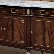 Grand Antique French Directoire Style Marble Top Mahogany Buffet