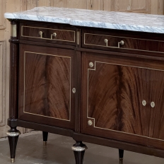 Grand Antique French Directoire Style Marble Top Mahogany Buffet