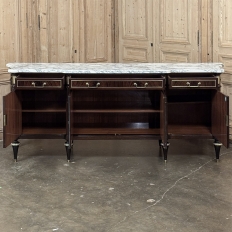 Grand Antique French Directoire Style Marble Top Mahogany Buffet