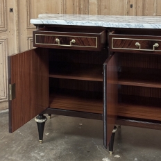 Grand Antique French Directoire Style Marble Top Mahogany Buffet