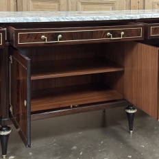 Grand Antique French Directoire Style Marble Top Mahogany Buffet