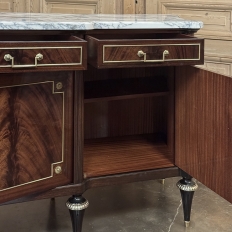 Grand Antique French Directoire Style Marble Top Mahogany Buffet