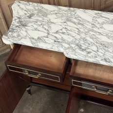 Grand Antique French Directoire Style Marble Top Mahogany Buffet