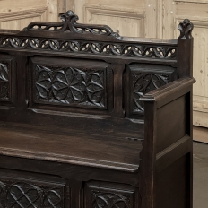 19th Century French Gothic Hall Bench