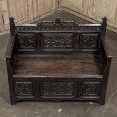 19th Century French Gothic Hall Bench