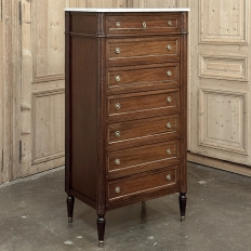 Antique French Louis XVI Semainier ~ Tall Chest of Drawers with Carrara Marble