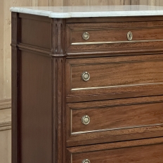 Antique French Louis XVI Semainier ~ Tall Chest of Drawers with Carrara Marble