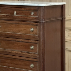 Antique French Louis XVI Semainier ~ Tall Chest of Drawers with Carrara Marble