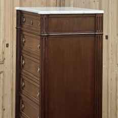 Antique French Louis XVI Semainier ~ Tall Chest of Drawers with Carrara Marble