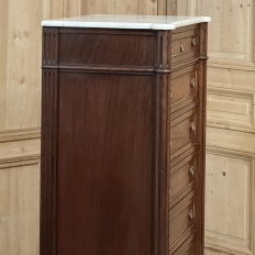 Antique French Louis XVI Semainier ~ Tall Chest of Drawers with Carrara Marble