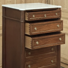 Antique French Louis XVI Semainier ~ Tall Chest of Drawers with Carrara Marble
