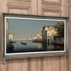 Antique Framed Oil Painting on Canvas of Venice by Mauretti