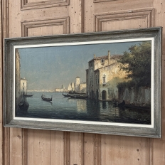 Antique Framed Oil Painting on Canvas of Venice by Mauretti