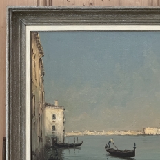 Antique Framed Oil Painting on Canvas of Venice by Mauretti