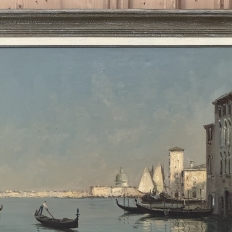 Antique Framed Oil Painting on Canvas of Venice by Mauretti