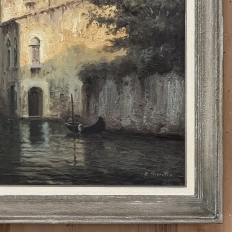 Antique Framed Oil Painting on Canvas of Venice by Mauretti