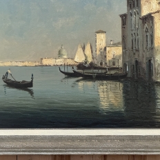Antique Framed Oil Painting on Canvas of Venice by Mauretti